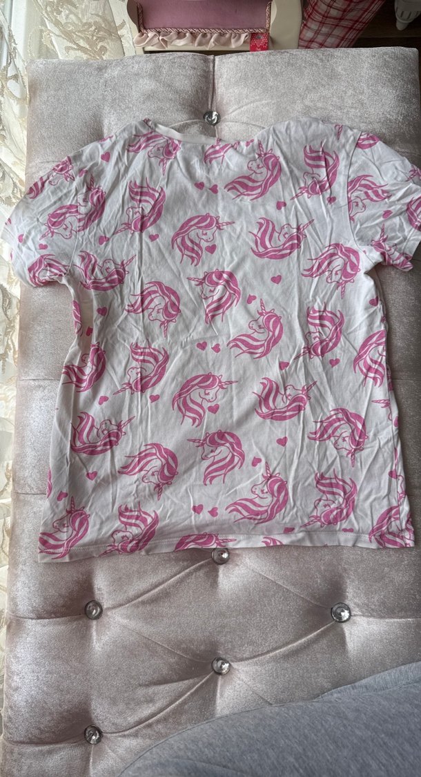 Kız Çocuk Pembe Baskılı Fırfırlı Tişört - Görsel 2