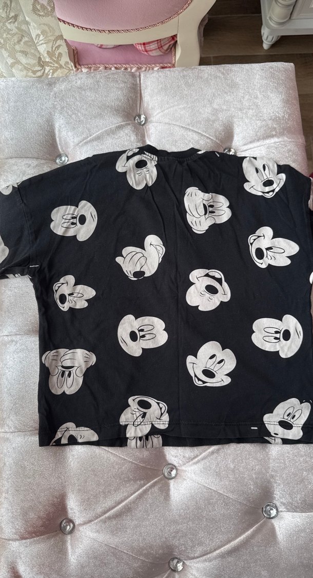 Kız Çocuk Siyah Baskılı Pamuklu Tişört - Görsel 2