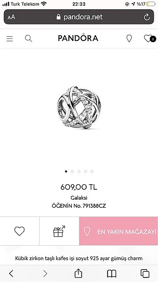 Rose galaxy charm Pandora