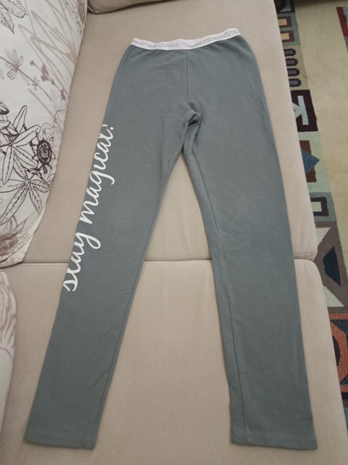 Gri Baskılı Kız Taytı - Görsel 4