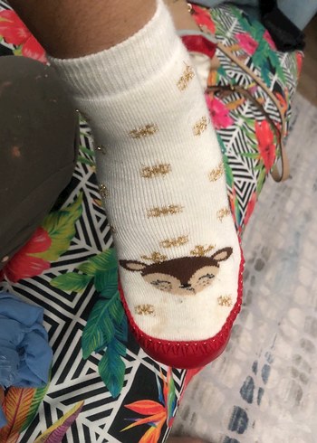 Nakışlı Beyaz Kız Çocuk Ev Terliği - Görsel 2