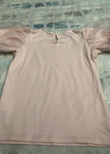 Kız Çocuk Pembe Kısa Kollu Fırfırlı Tişört - Görsel 7