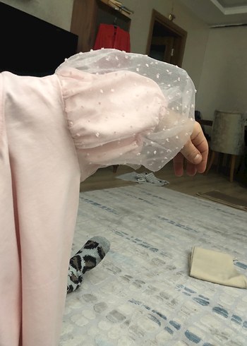 Kız Çocuk Pembe Kısa Kollu Fırfırlı Tişört - Görsel 6