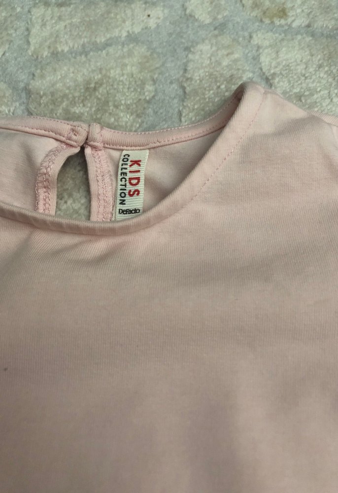 Kız Çocuk Pembe Kısa Kollu Fırfırlı Tişört - Görsel 3