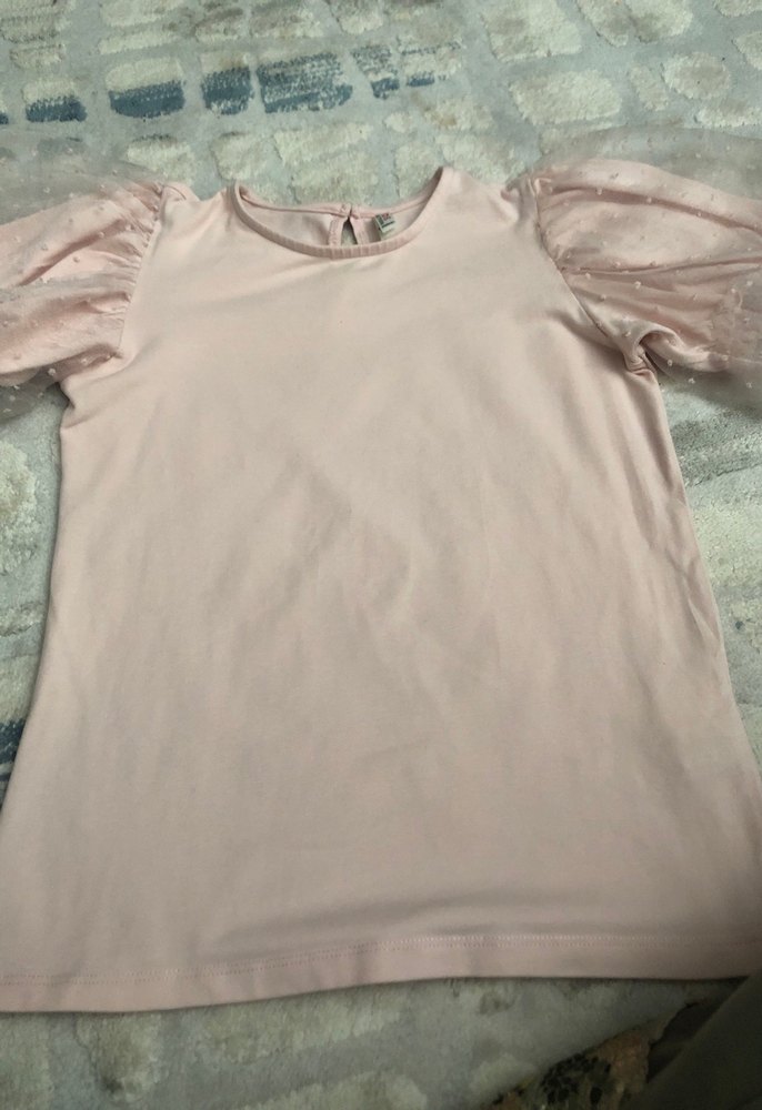 Kız Çocuk Pembe Kısa Kollu Fırfırlı Tişört - Görsel 2