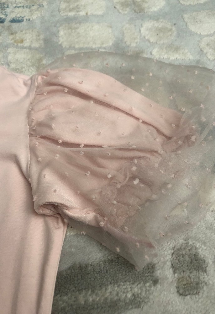 Kız Çocuk Pembe Kısa Kollu Fırfırlı Tişört - Görsel 5