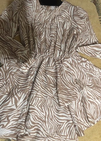 İthalZebra Desenli Uzun Kollu Mini elbise  - Görsel 5