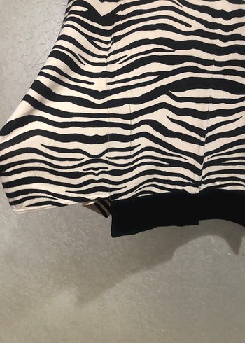 Triko zebra Desenli V Yakalı Kadın Bluz - Görsel 3