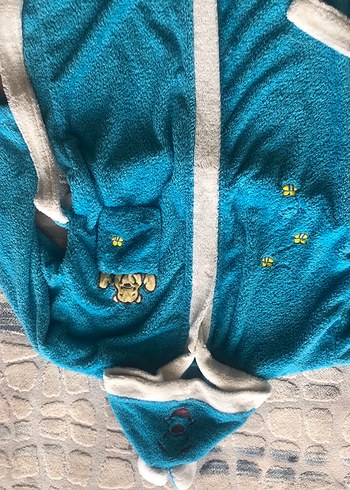 Kapüşonlu Mavi Baskılı Erkek Çocuk Bornozu - Görsel 6