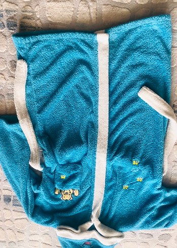 Kapüşonlu Mavi Baskılı Erkek Çocuk Bornozu - Görsel 7