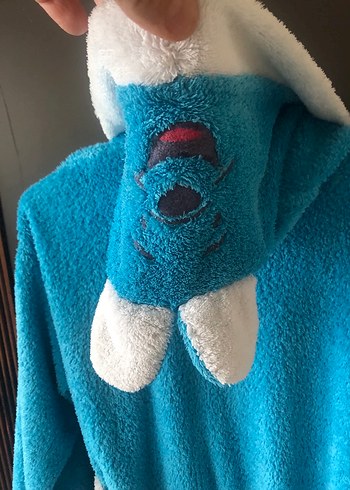 Kapüşonlu Mavi Baskılı Erkek Çocuk Bornozu - Görsel 5