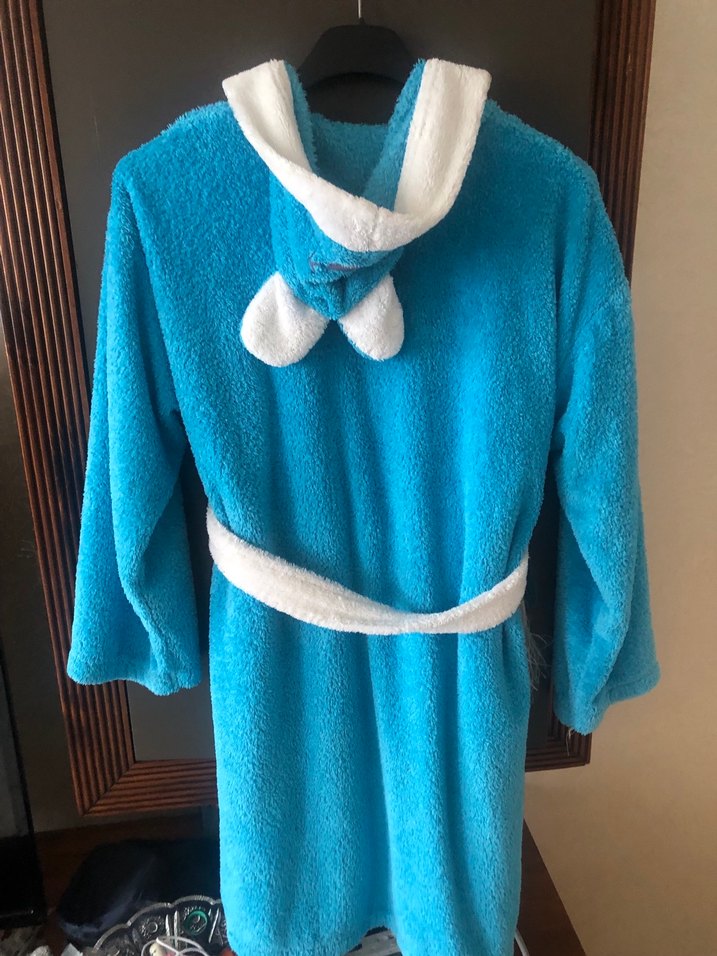 Kapüşonlu Mavi Baskılı Erkek Çocuk Bornozu - Görsel 4