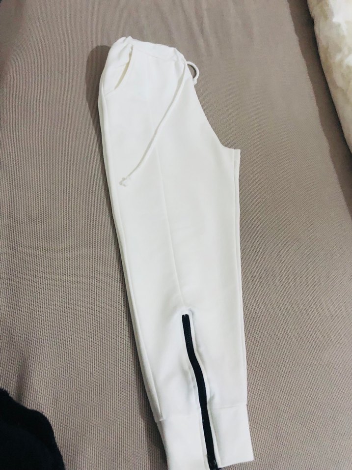 Fermuarlı Beyaz Midi Kadın Eşofman Altı - Görsel 5