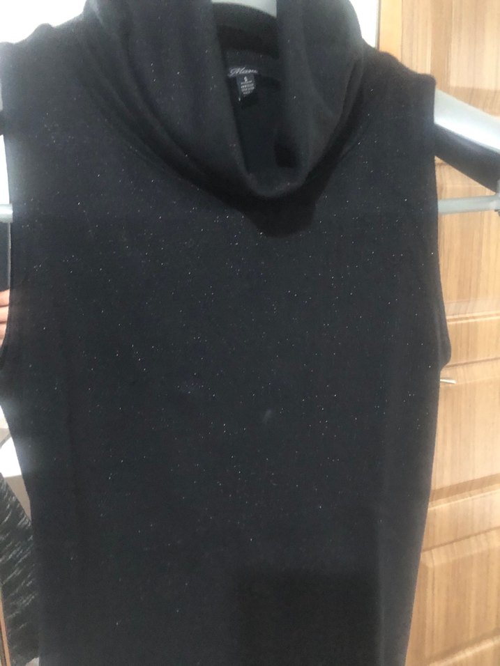 Mavi Yüksek Yakalı kolsuz tişört - Görsel 3