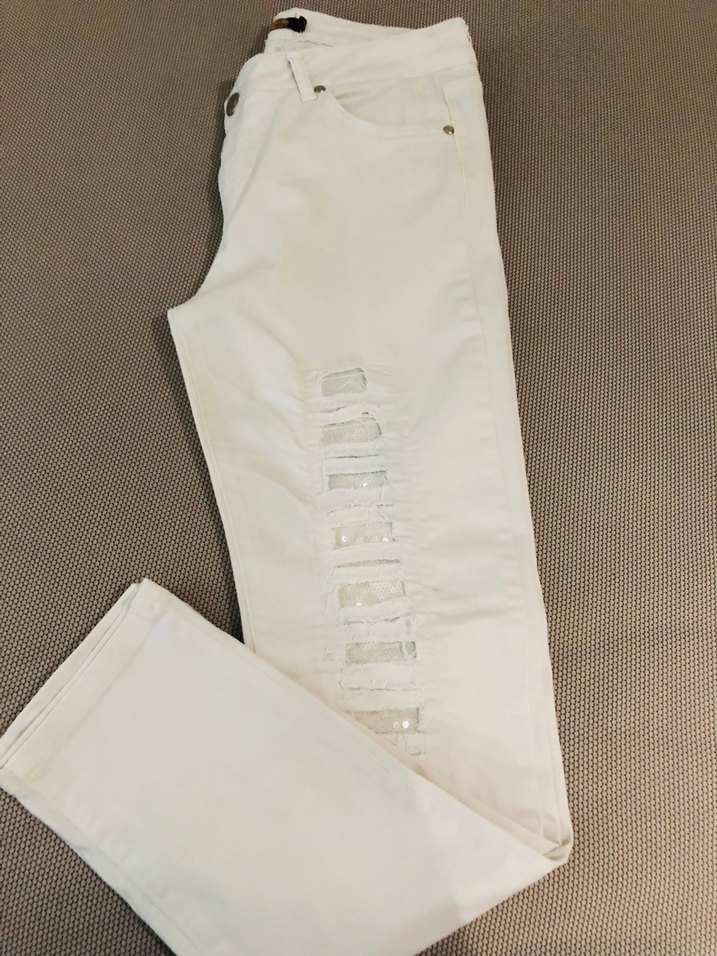 Ekru Dantel Detaylı Rahat Pantolon — görsel 2/12