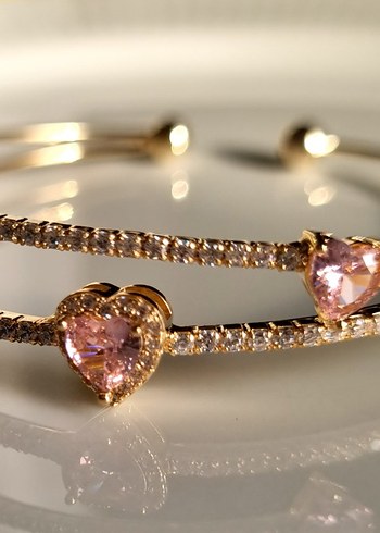 Pembe Zirkon Taşlı İşlemeli Kadın Bileklik - Görsel 2