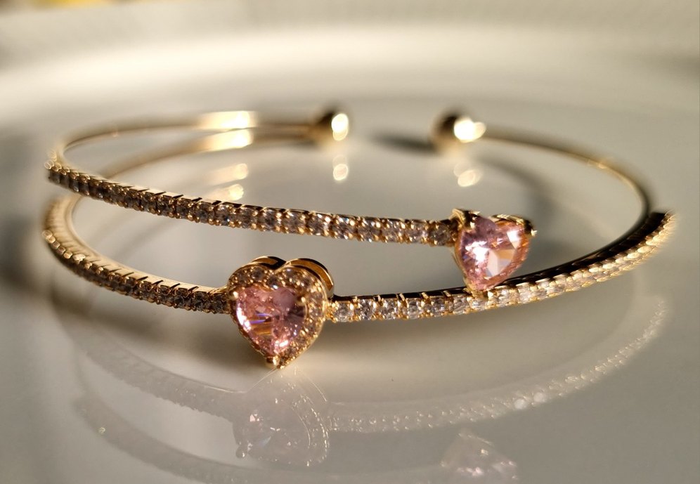 Pembe Zirkon Taşlı İşlemeli Kadın Bileklik - Görsel 2