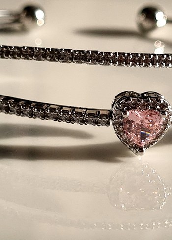 Pembe Zirkon Taşlı Kadın Çelik Bileklik - Görsel 2