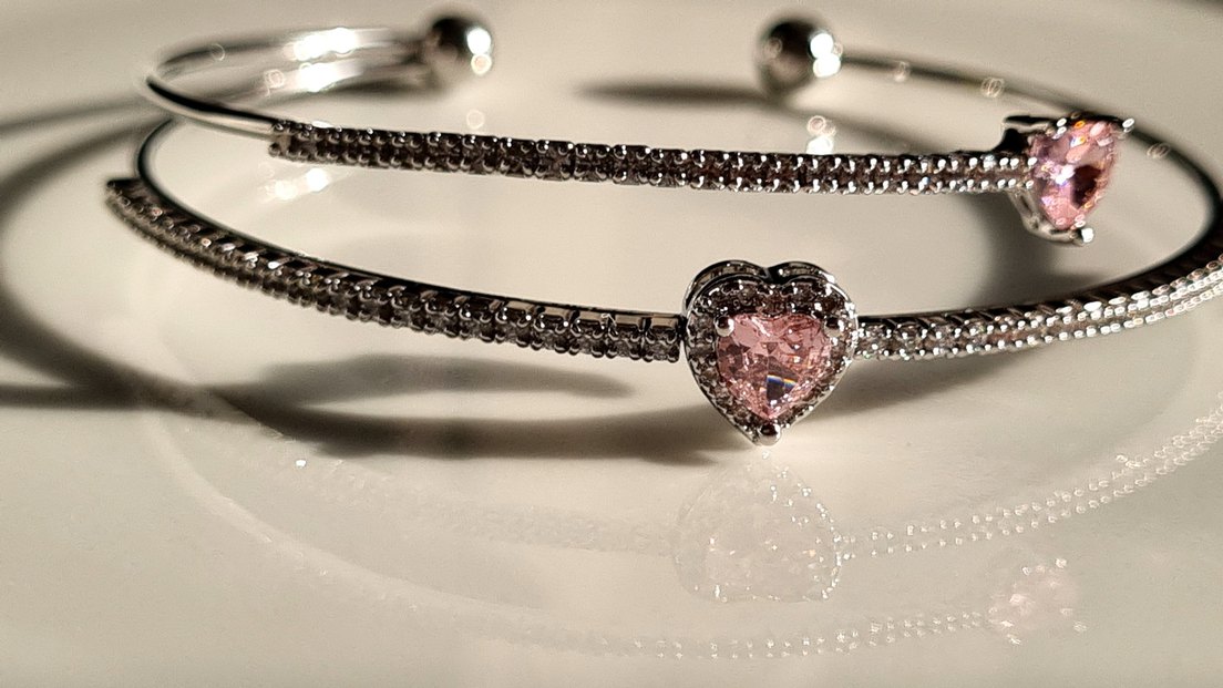 Pembe Zirkon Taşlı Kadın Çelik Bileklik - Görsel 2