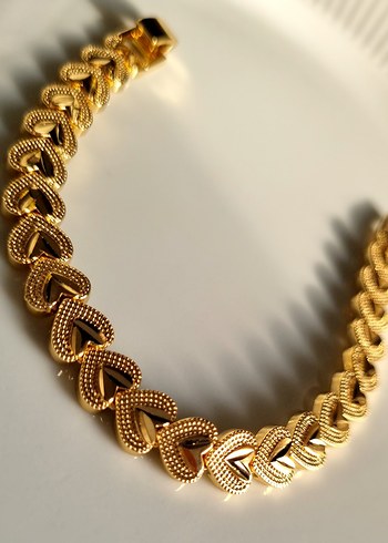 Zincir Detaylı Vintage Pirinç Kaplama Çelik Bileklik - Görsel 2