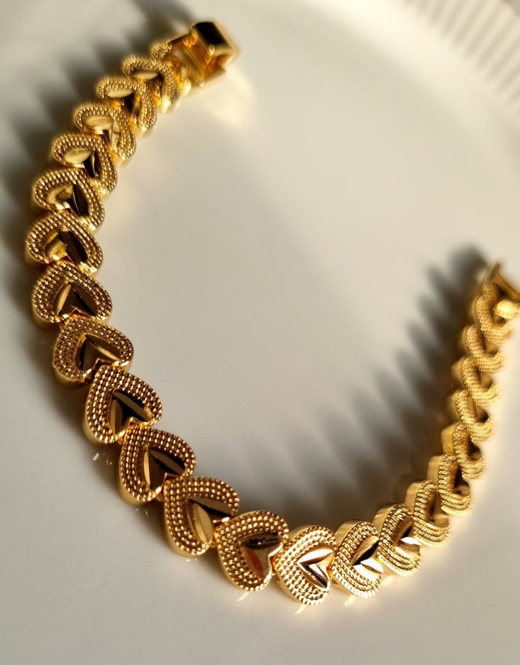 Zincir Detaylı Vintage Pirinç Kaplama Çelik Bileklik - Görsel 2