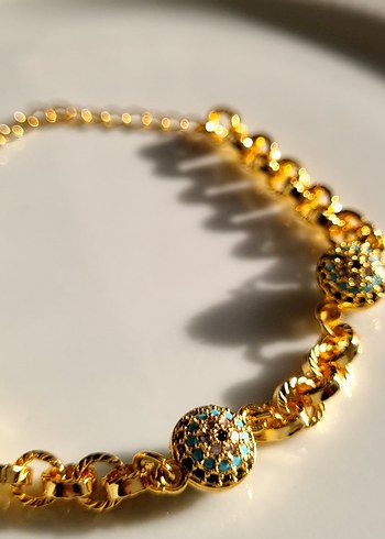 Zirkon Taşlı Nazar Boncuklu Top Model Bileklik - Görsel 2