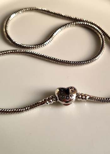 Zincir Detaylı Gümüş Renkli Çelik Pandora Kolye - Görsel 2