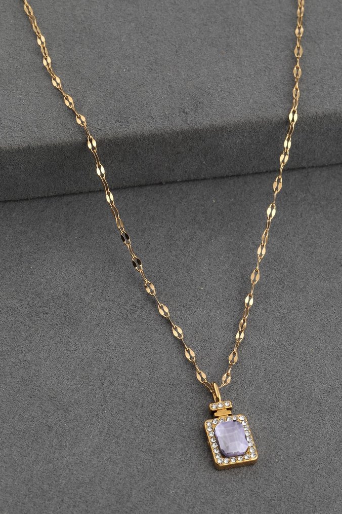 Altın Renk  Zincir Detaylı Kadın Kolye 45 cm - Görsel 2