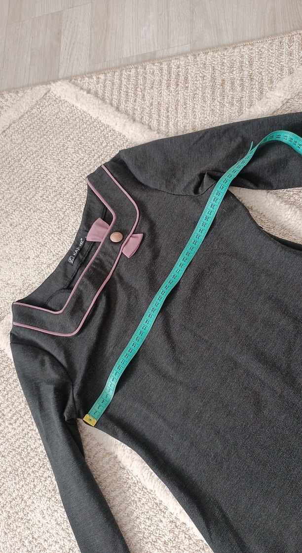 Gri Uzun Kollu elbise - Görsel 4