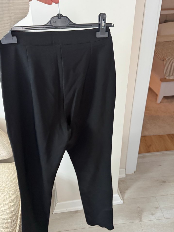 Düğmeli Siyah Kadın Kumaş Pantolon - Görsel 2