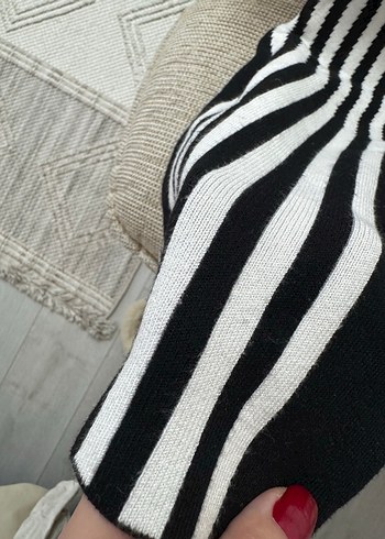 Siyah Beyaz Zebra Desenli Midi Etek - Görsel 3