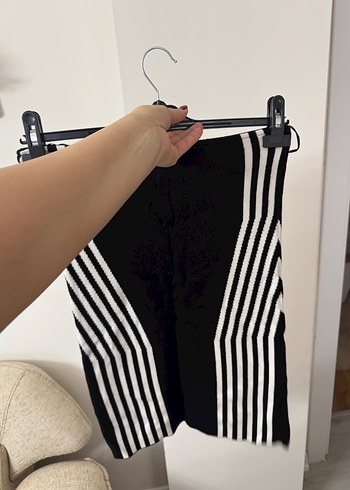 Siyah Beyaz Zebra Desenli Midi Etek - Görsel 2