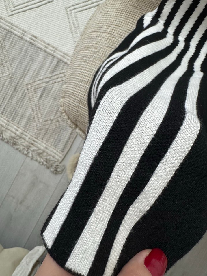 Siyah Beyaz Zebra Desenli Midi  Etek - Görsel 3