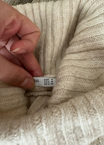 Bej Bohem Yaka Detaylı Örgü Kazak - Görsel 3