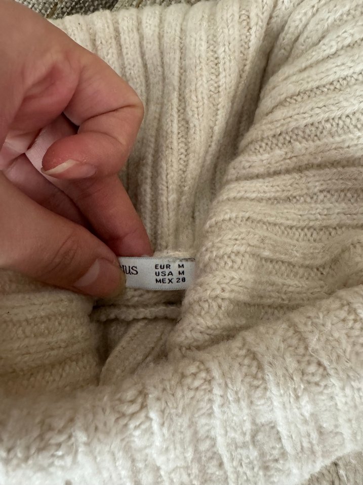 Bej Bohem Yaka Detaylı Örgü Kazak - Görsel 3