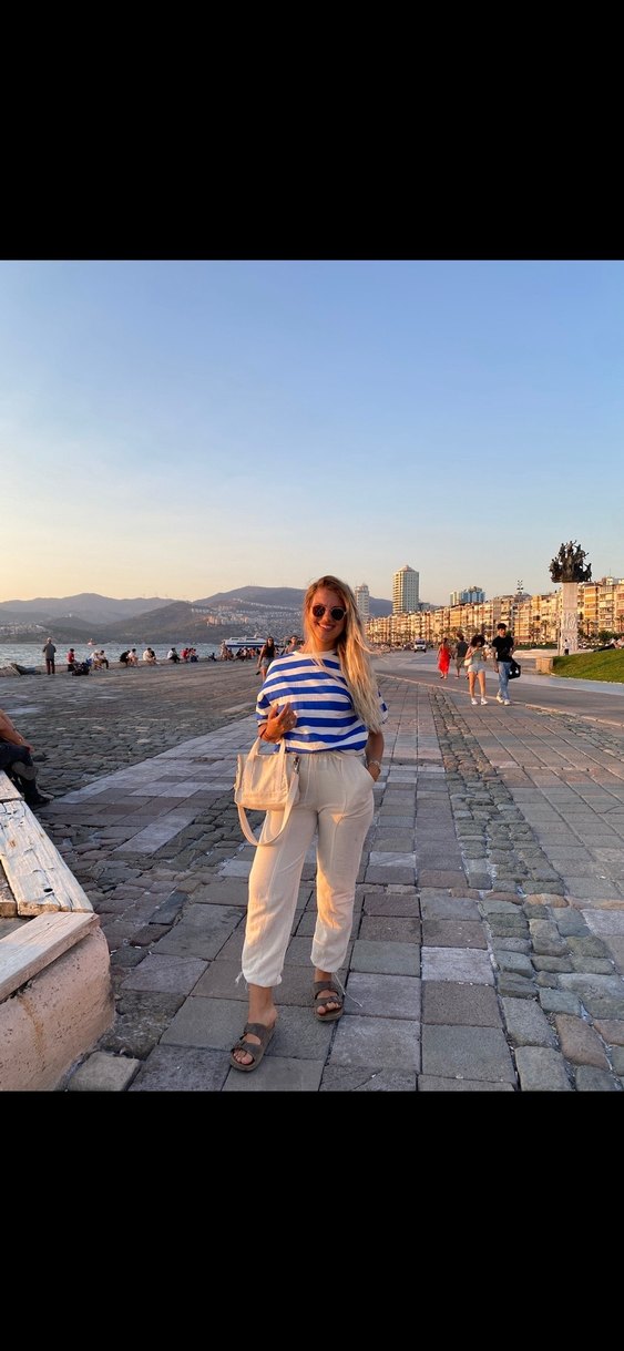 Beyaz Kadın Keten Rahat Kesim Pantolon - Görsel 5