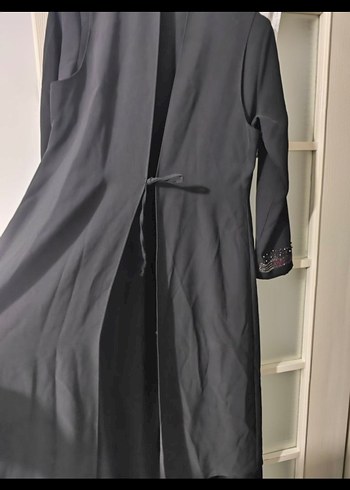 46 Beden Siyah Uzun Kollu Nakışlı Gotik Elbise