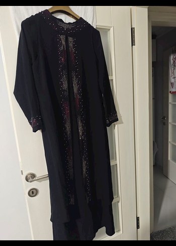 Diğer Siyah Uzun Kollu Nakışlı Gotik Elbise
