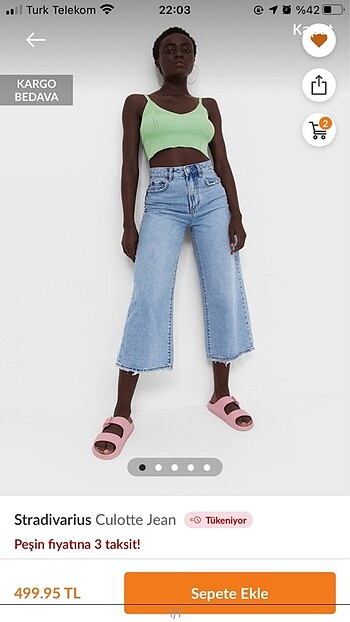 34 Beden gri Renk Geniş paça jeans