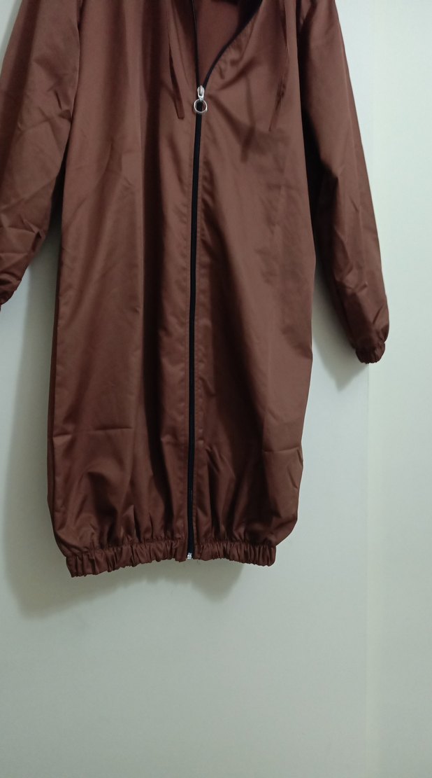 Kahverengi Fermuarlı Uzun yağmurluk - Görsel 2