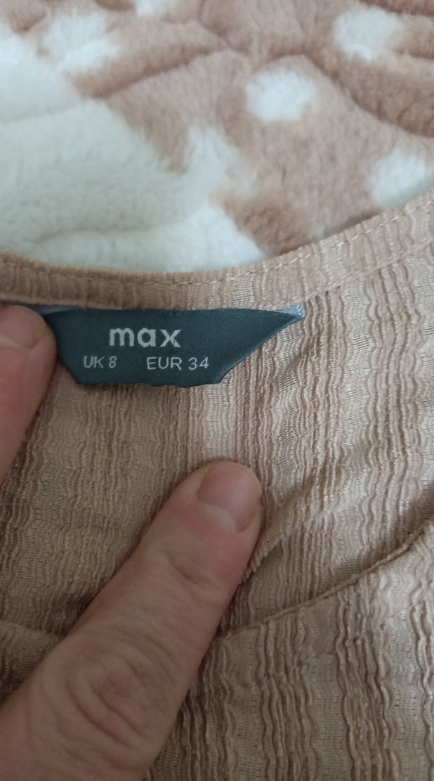 Kız Çocuk Bej Keten Kısa Kollu Bluz - Görsel 3