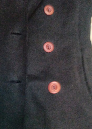 Düğmeli Siyah Süet Midi  Ceketi - Görsel 2