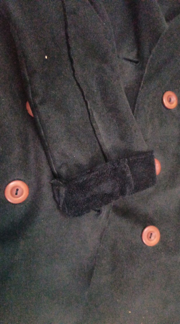 Düğmeli Siyah Süet Midi  Ceketi - Görsel 4