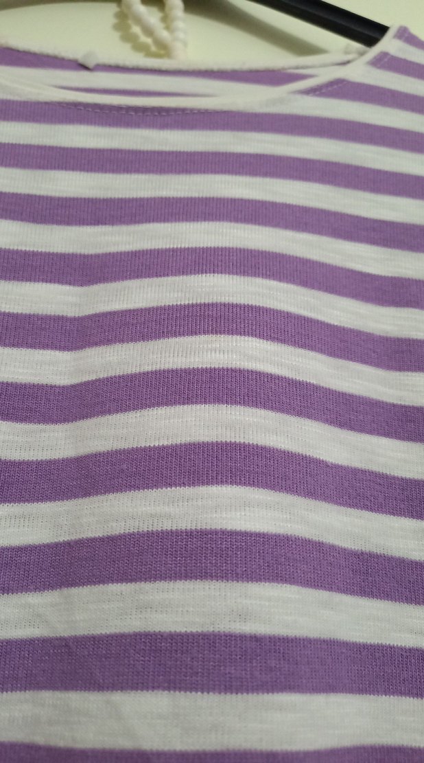 Mor Çizgili Uzun ince triko tunik - Görsel 2