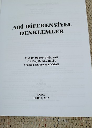 Adi Diferensiyel Denklemler Kitabı - Görsel 3