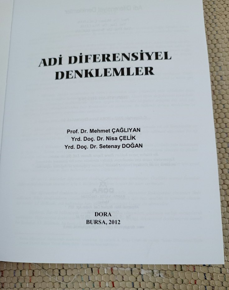 Adi Diferensiyel Denklemler Kitabı - Görsel 3