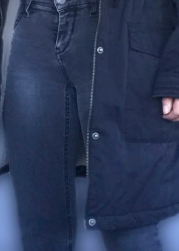 Gri Düğmeli Dar Kesim Midi Kadın Kot Pantolon - Görsel 2