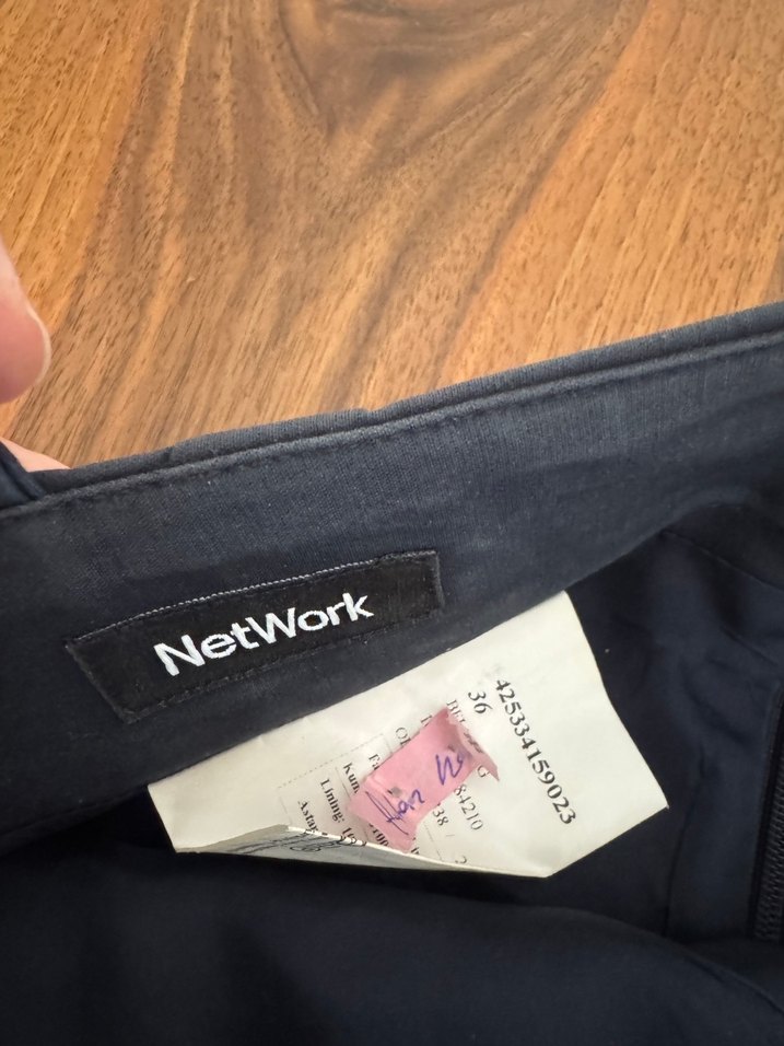 Parlak Lacivert keten kumaş  Kalem Etek - Görsel 4