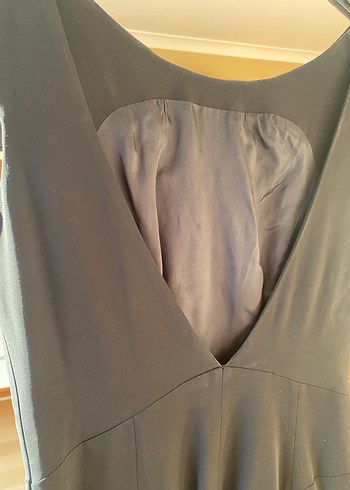 Siyah Drapeli Midi V Yaka Elbise - Görsel 4