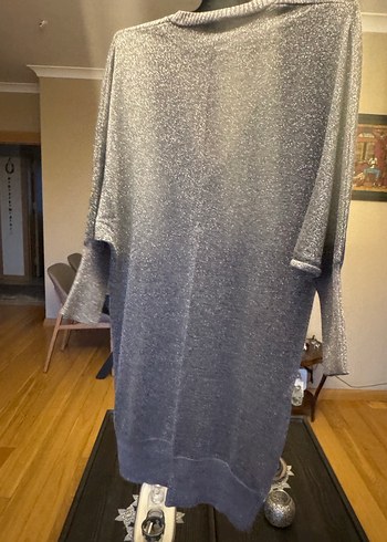 Gri V Yaka Kadın Triko elbise - Görsel 6